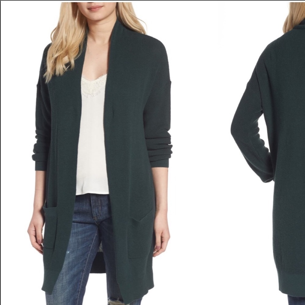 BP lightweight rib stitch cardigan- green timber